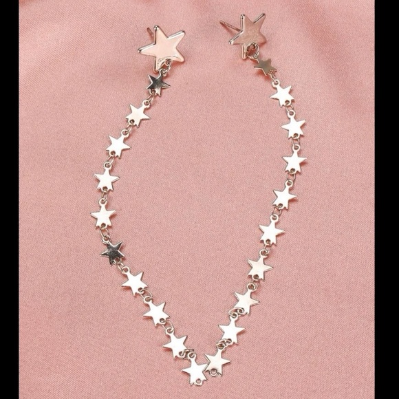 Silver Star Dangle Earrings - Picture 4 of 4